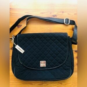 DKNY black quilted messenger bag